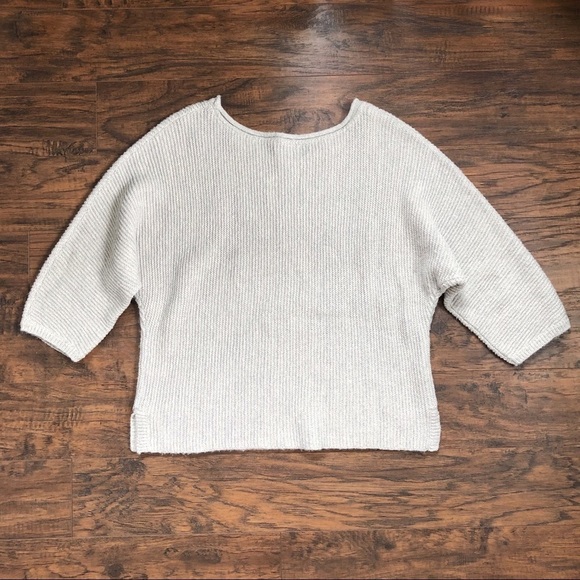 Monsoon • grey boxy knit sweater wool mohair waffle stitch cropped minimalist - Picture 7 of 8
